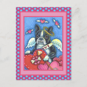 WHIMSICAL BOSTON TERRIN CUPID, NIEDLICH DOG VALENT FEIERTAGSPOSTKARTE