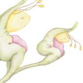 Whimsical botanic florale Fantasy Wesen Aquarell Poster