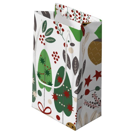 Whimsical Botanic Holiday Small Gift Bag Kleine Geschenktüte (Rückseite Schrägansicht)