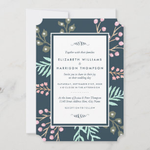 Whimsical Botanical Berry Wedding Einladung