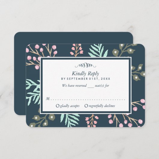 Whimsical Botanical Berry Wedding RSVP (Vorne/Hinten)