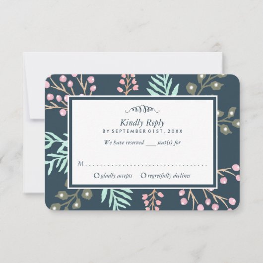 Whimsical Botanical Berry Wedding RSVP (Vorderseite)