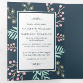 Whimsical Botanical Berry Wedding Suite Dreifach Gefaltete Einladung (Innen Erste Seite)