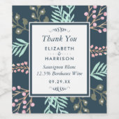 Whimsical Botanical Berry Wedding Weinetikett (Einzelnes Label)