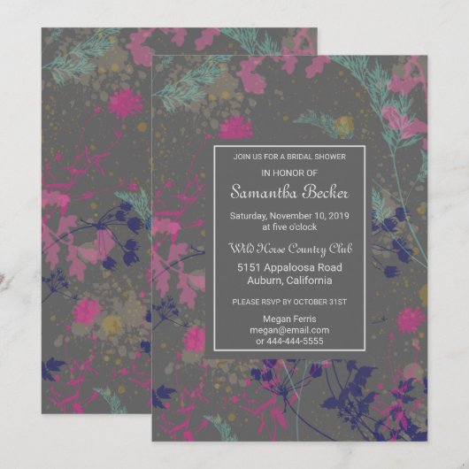 Whimsical Botanical Bridal Dusche Einladung (Vorne/Hinten)