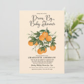 Whimsical Botanical Citrus Drive by Baby Dusche Einladung (Stehend Vorderseite)