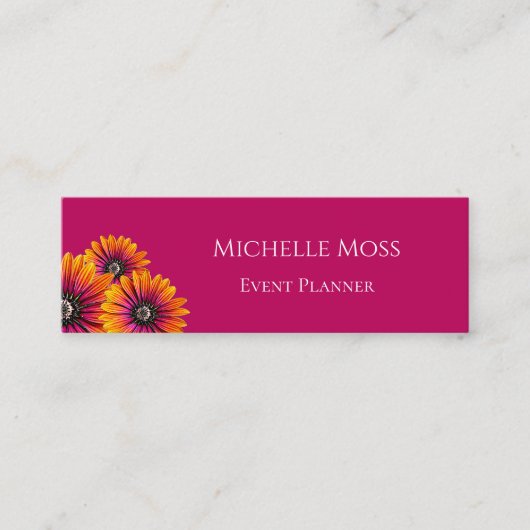 Whimsical Botanical Daisies Bohemisch Boho Mini Visitenkarte (Vorderseite)