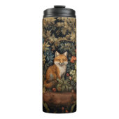 Whimsical Botanical Fox in Forest Art Nouveau Thermosbecher (Vorderseite)