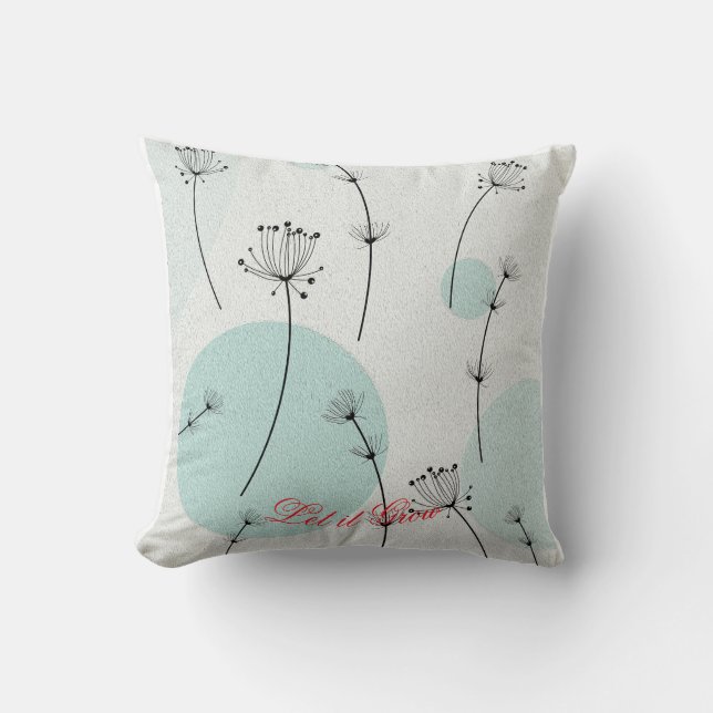 Whimsical Botanical Throw Pillow Cotton Kissen (Vorderseite)