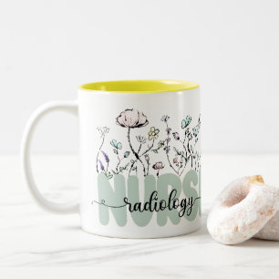 Whimsical Botanical Wild Blume Radiology Nurse Zweifarbige Tasse
