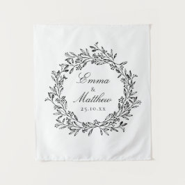 Whimsical Botanical Wreath Wedding Floor Decal Wandteppich