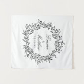 Whimsical Botanical Wreath Wedding Floor Decal Wandteppich (Vorderseite (Horizontal))