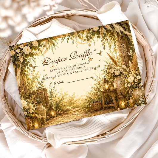 Whimsical Botanische Boho-Windel-Raffle Begleitkarte
