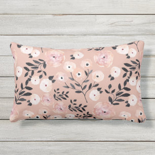 Whimsical Botanischer Druck Rosenrot Outdoor Kissen Für Draußen