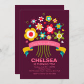 Whimsical Bouquet Einladung (Vorne/Hinten)