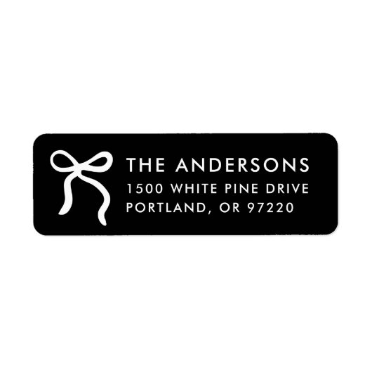 Whimsical Bow Black Christmas Rücksendeadresse (Vorne)