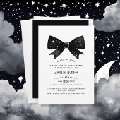Whimsical Bow Black & White Graduation Party Einladung