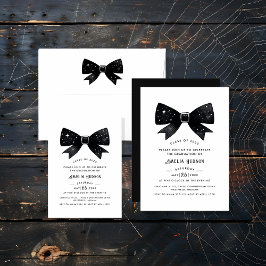 Whimsical Bow Black & White Graduation Party Einladung
