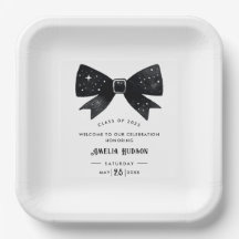 Whimsical Bow Black & White Graduation Party