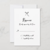 Whimsical Bow Black & White RSVP Karte (Vorderseite)