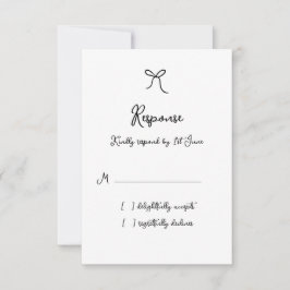 Whimsical Bow Black & White RSVP Karte
