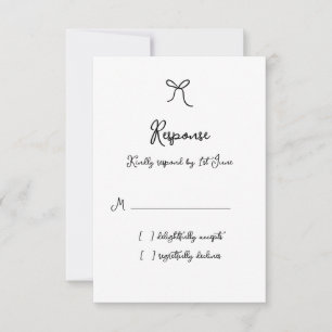 Whimsical Bow Black & White RSVP Karte