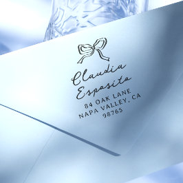 Whimsical Bow & Calligraphy Name Rücksendeadresse Gummistempel