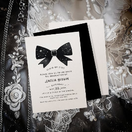 Whimsical Bow Champagne Shimmer Graduation Party Einladung