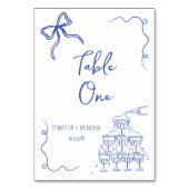 Whimsical Bow Champagne Tower Tischnummer (Rückseite)