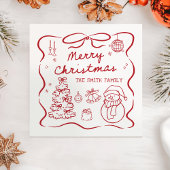 Whimsical Bow Christmas Party Napkin Serviette