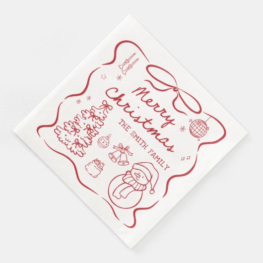 Whimsical Bow Christmas Party Napkin Serviette (Ecke)