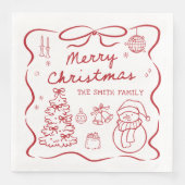 Whimsical Bow Christmas Party Napkin Serviette (Vorderseite)
