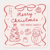 Whimsical Bow Christmas Party Sticker (Vorderseite)