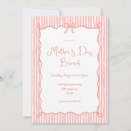 Whimsical Bow Coral Mother's Day Brunch Einladung
