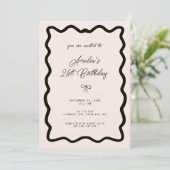 Whimsical Bow cursive border 21st birthday Einladung (Stehend Vorderseite)