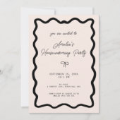 Whimsical Bow cursive border housewarming party Einladung (Vorderseite)