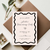 Whimsical Bow cursive border housewarming party Einladung