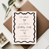 Whimsical Bow cursive border martini birthday  Einladung