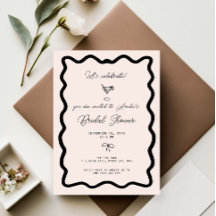 Whimsical Bow cursive border martini bridal shower