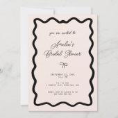 Whimsical Bow cursive border martini bridal shower Einladung (Vorderseite)