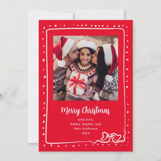 Whimsical Bow | Foto Frohe Weihnachten Rot (Vorderseite)