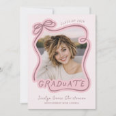 Whimsical Bow Frame Future Plans Pink Graduation Einladung (Vorderseite)