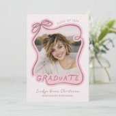 Whimsical Bow Frame Future Plans Pink Graduation Einladung (Stehend Vorderseite)