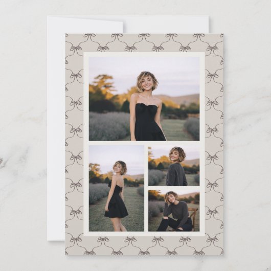 Whimsical Bow Frame Photo Collage Graduation Einladung (Rückseite)