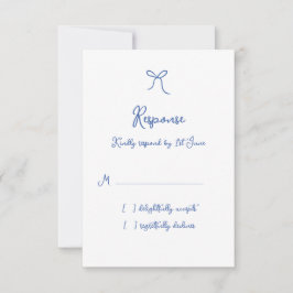 Whimsical Bow French Blue Wedding RSVP Karte