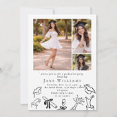 Whimsical Bow Hand drawn Graduation Party Photo Einladung (Rückseite)