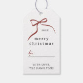 Whimsical Bow Hand Drawn Ribbon Frohe Weihnachten Geschenkanhänger (Vorderseite)