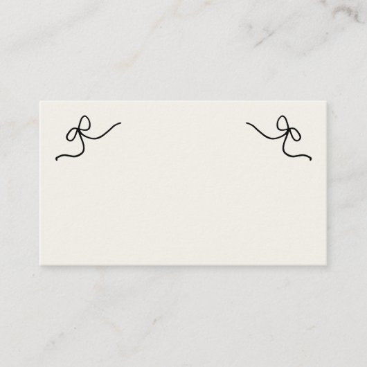 Whimsical Bow Hand gezogen Französisch Hochzeitsfl Platzkarte (Vorderseite)