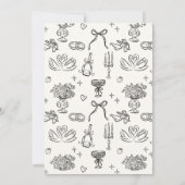 Whimsical Bow, handgezeichnete Hochzeit speichern  Einladung (Rückseite)