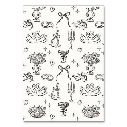 Whimsical Bow, handgezeichnete Hochzeit Tischnummer (Rückseite)